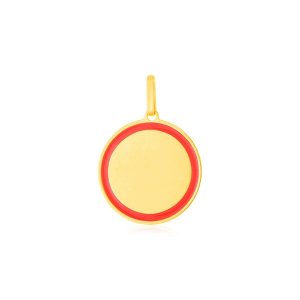 Unbranded 42384 14k Yellow Gold And Red Enamel Circle Pendant