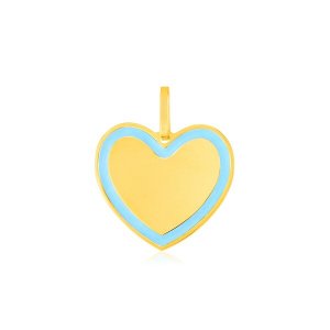 Unbranded 67790 14k Yellow Gold And Blue Enamel Heart Pendant