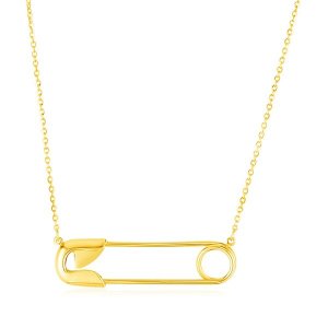 Unbranded 02842-18 14k Yellow Gold Safety Pin Necklace Size: 18''