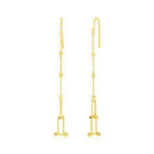 Unbranded 85501 14k Yellow Gold Beaded U Link Chain Dangle Earrings