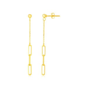 Unbranded 95643 14k Yellow Gold Paperclip Chain And Fine Link Earrings