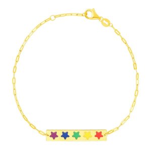 Unbranded 95030-7 14k Yellow Gold 7 Inch Bar Bracelet With Rainbow Ena