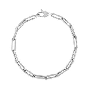 Unbranded 55736-7.5 14k White Gold Bold Paperclip Chain Bracelet Size: