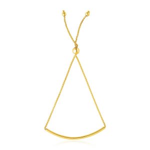 Unbranded 63060-9.25 14k Yellow Gold Smooth Curved Bar Lariat Design B