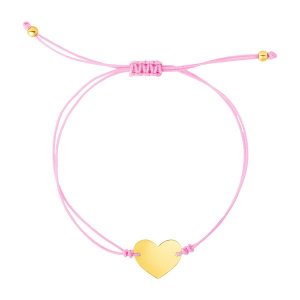 Unbranded 77542-9.25 9 14 Inch Pink Cord Adjustable Bracelet With 14k 