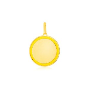 Unbranded 69378 14k Yellow Gold And Yellow Enamel Circle Pendant