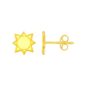 Unbranded 76483 14k Yellow Gold And Enamel Yellow Sunburst Stud Earrin