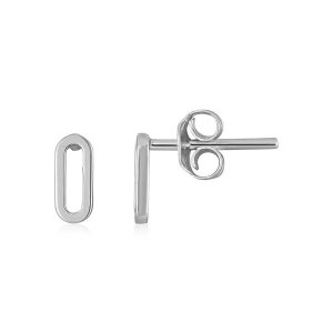 Unbranded 72969 14k White Gold Paperclip Link Stud Earrings