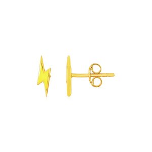 Unbranded 51244 14k Yellow Gold And Enamel Yellow Lightning Bolt Stud 