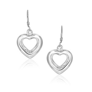 Unbranded 26544 Sterling Silver Drop Earrings With A Puffed Open Heart