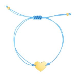 Unbranded 58283-9.25 9 14 Inch Blue Cord Adjustable Bracelet With 14k 