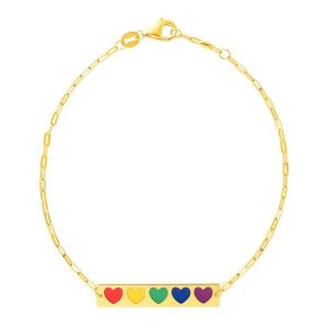 Unbranded 52799-7 14k Yellow Gold 7 Inch Bar Bracelet With Rainbow Ena