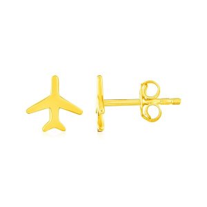 Unbranded 00393 14k Yellow Gold Airplane Earrings