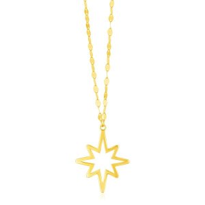 Unbranded 39094-18 14k Yellow Gold Necklace With North Star Pendant Si