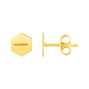 Unbranded 84867 14k Yellow Gold Hexagon Screw Stud Earrings