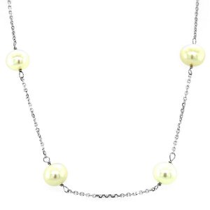 Unbranded 73657-16 14k White Gold Necklace With White Pearls Size: 16'