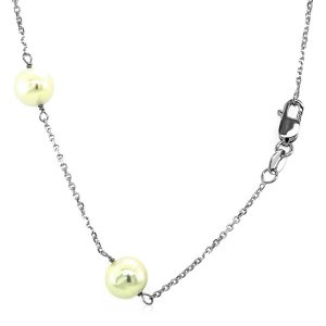 Unbranded 73657-16 14k White Gold Necklace With White Pearls Size: 16'