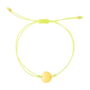 Unbranded 99653-9.25 9 14 Inch Yellow Cord Adjustable Bracelet With 14