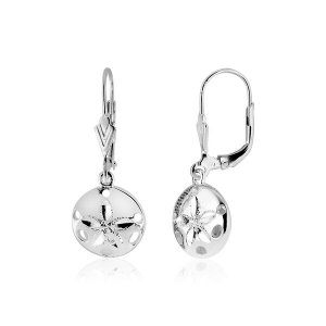 Unbranded 60409 Sterling Silver Polished Sand Dollar Dangle Earrings