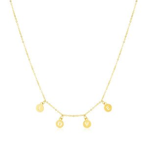 Unbranded 46474-18 14k Yellow Gold Love Necklace With Circle Drops Siz