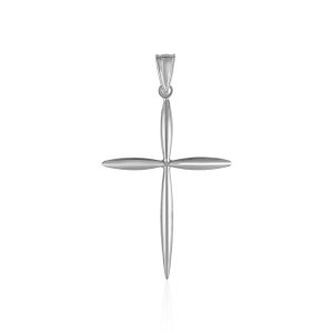 Unbranded 40659 14k White Gold Rounded And Pointed Cross Pendant