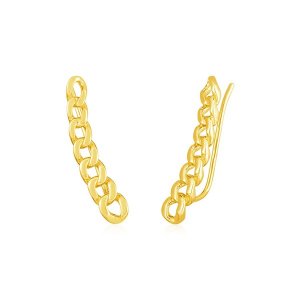 Unbranded 63418 14k Yellow Gold Ear Climber Earring With Chain Links