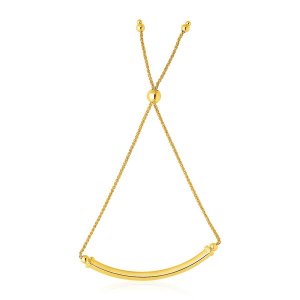 Unbranded 99490-9.25 14k Yellow Gold Lariat Bracelet With Polished Cur