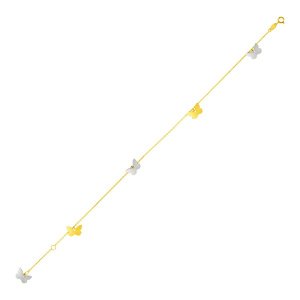 Unbranded 34653-10 14k Two Tone Gold Anklet With Butterflies Size: 10'