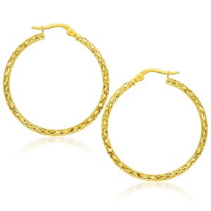 Unbranded 27978 Large Textured Hoop Earrings In 10k Yellow Gold