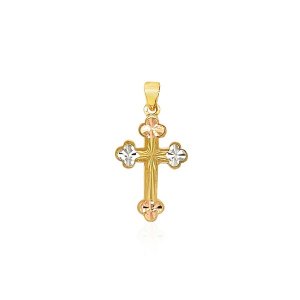 Unbranded 69787 14k Tri Color Gold Cross Pendant