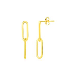 Unbranded 19867 14k Yellow Gold Two Link Paperclip Chain Earrings