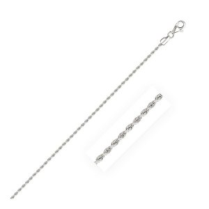 Unbranded 04308-18 2.0mm 14k White Gold Solid Diamond Cut Rope Chain S