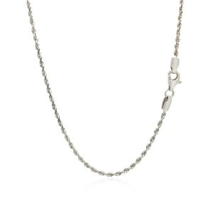 Unbranded 04308-18 2.0mm 14k White Gold Solid Diamond Cut Rope Chain S