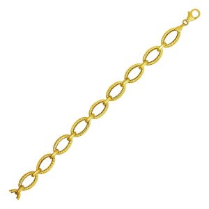 Unbranded 70779-7.25 Textured Oval Link Bracelet In 14k Yellow Gold Si