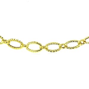 Unbranded 70779-7.25 Textured Oval Link Bracelet In 14k Yellow Gold Si