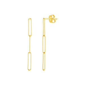 Unbranded 65567 14k Yellow Gold Paperclip Chain Dangle Earrings