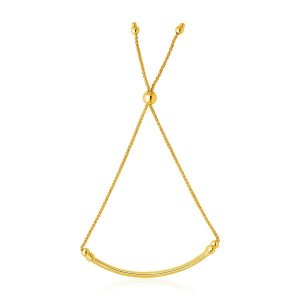 Unbranded 19475-9.25 14k Yellow Gold Smooth Curved Bar And Lariat Styl