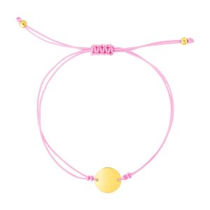 Unbranded 39904-9.25 9 14 Inch Pink Cord Adjustable Bracelet With 14k 