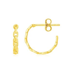 Unbranded 53788 14k Yellow Gold Delicate Chain Hoop Earrings