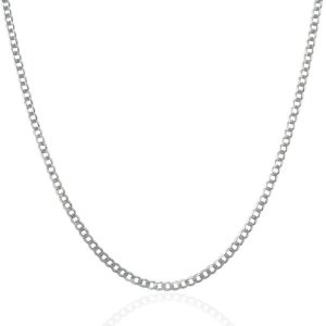 Unbranded 07460-16 2.6mm 14k White Gold Solid Curb Chain Size: 16''