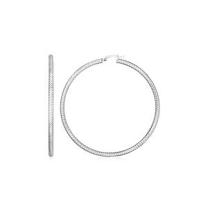 Unbranded 08639 Sterling Silver Large Hoop Earrings With Braid Texture