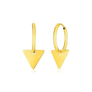 Unbranded 81665 14k Yellow Gold Huggie Style Hoop Earrings With Triang