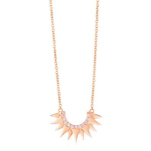 Unbranded 69953-18 14k Rose Gold Sunburst Necklace With Diamonds Size: