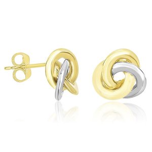 Unbranded 78596 14k Two-tone Gold Shiny Intertwined Open Circle Earrin