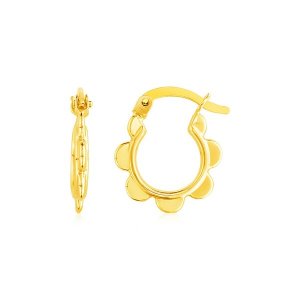 Unbranded 65250 14k Yellow Gold Scalloped Hoop Earrings