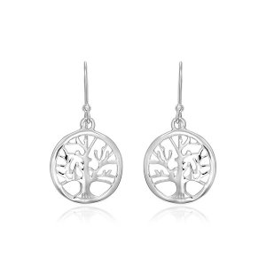 Unbranded 93653 Sterling Silver Round Tree Of Life Earrings