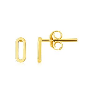 Unbranded 16687 14k Yellow Gold Paperclip Link Stud Earrings