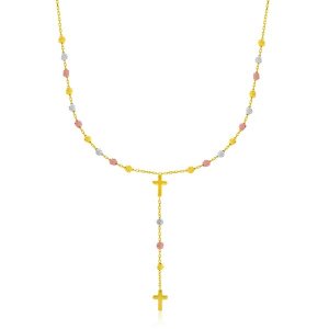 Unbranded 10780-17 14k Tri-color Gold Rosary Chain Necklace Size: 17''