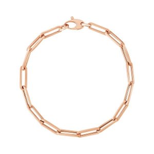 Unbranded 48899-7.5 14k Rose Gold Bold Paperclip Chain Bracelet Size: 