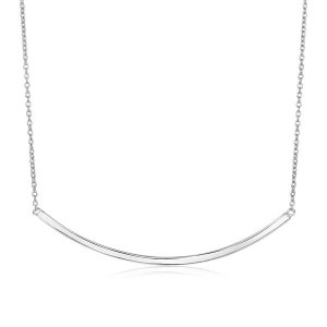 Unbranded 35576-18 Sterling Silver Polished Curved Bar Necklace Size: 